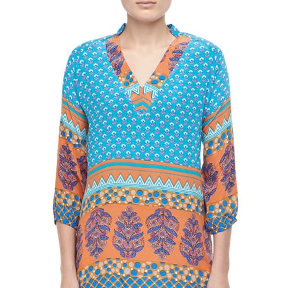 Tolani Chandra Long Printed Silk Tunic - Picture 1 of 5